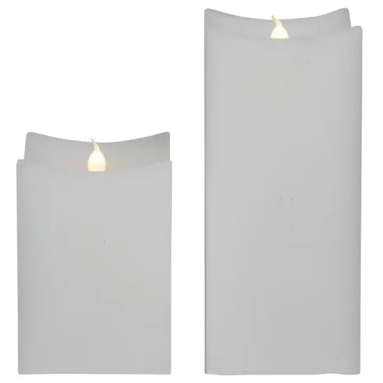 Northlight LED Flickering Flameless Wax Rectangular Candles - 8" - White - Set of 2 {6}