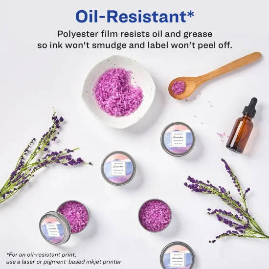 Avery Durable Waterproof Round Labels with Sure Feed Technology, 2.5" Diameter, White, Laser/Pigment-Inkjet, 72 Customizable Labels (22856) {5}