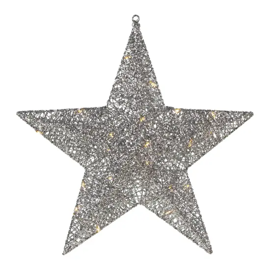 Northlight LED Lighted Hanging Star Outdoor Christmas Decoration - 18" - Silver - Warm White {3}