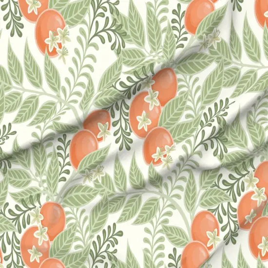 Various Fabrics by the Yard or Fat Quarter Green Orange Fruit Citrus Garden Oranges Botanical Italy Grove Orchard Floral Large Scale Custom Printed Fabric by Spoonflower {6}