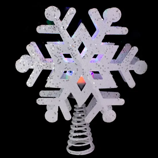 Northlight 12" Lighted White Snowflake Christmas Tree Topper - Multicolor Lights {5}
