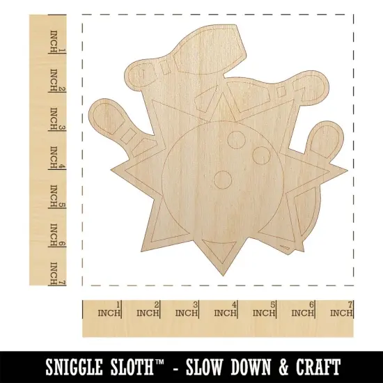 Bowling Ball Strike Pins Unfinished Wood Shape Piece Cutout for DIY Craft Projects {1}