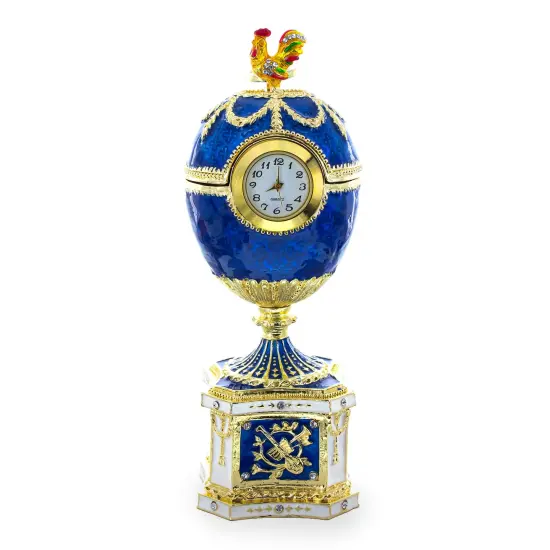 1904 Kelch Chanticleer Blue Enamel Royal Imperial Easter Egg with Clock {1}