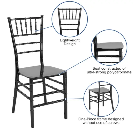 Emma and Oliver Resin Stacking Dining Chiavari Chair Black {2}