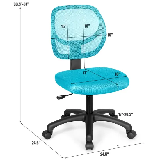 Costway Mesh Office Chair Low-Back Armless Computer Desk Chair Adjustable Height BluePinkPurple {3}