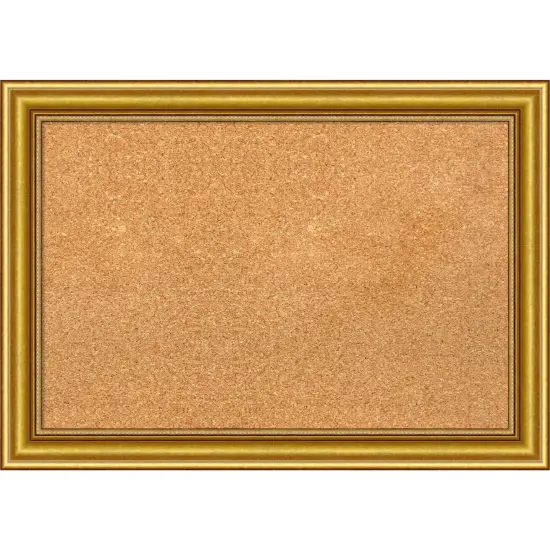 Townhouse Gold Wood Framed Corkboard, Natural Cork {1}