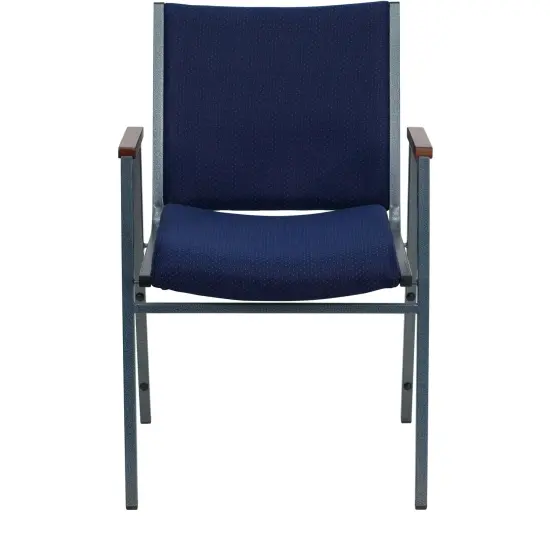 Emma and Oliver Heavy Duty Reception/Guest Stack Chair with Arms NavyPatternedFabric {2}