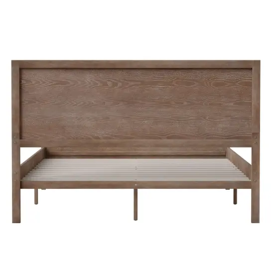 Merrick Lane Ketner Solid Wood Platform Bed with Wooden Slats and Headboard, No Box Spring Needed {4}