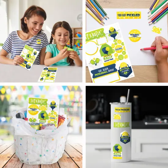 Big Dot of Happiness Let's Rally - Pickleball - Birthday or Retirement Party Favor Sticker Set - 12 Sheets - 120 Stickers {6}