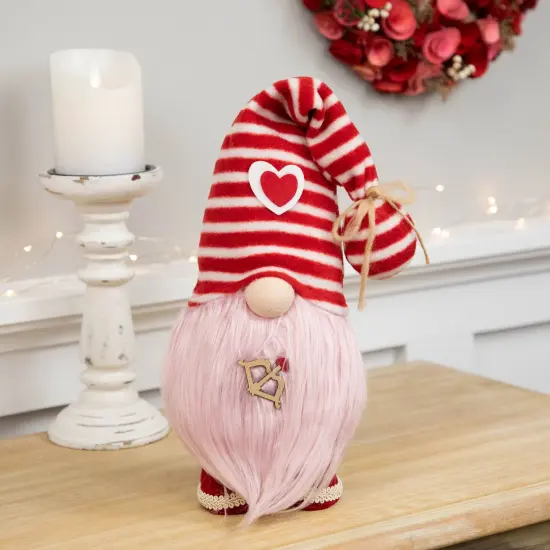 Northlight Plush Bow and Arrow Valentine's Day Gnome - 19" - Pink Red {3}