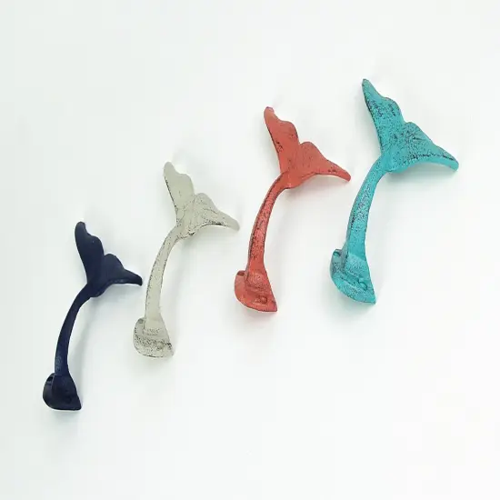 Set of 4 Cast Iron Whale Tail Wall Hooks {2}