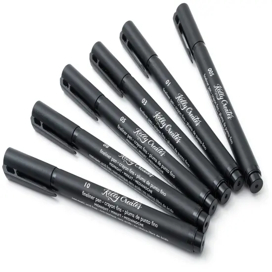 Kelly Creates Fineliners Pens 6/Pkg-Black {4}
