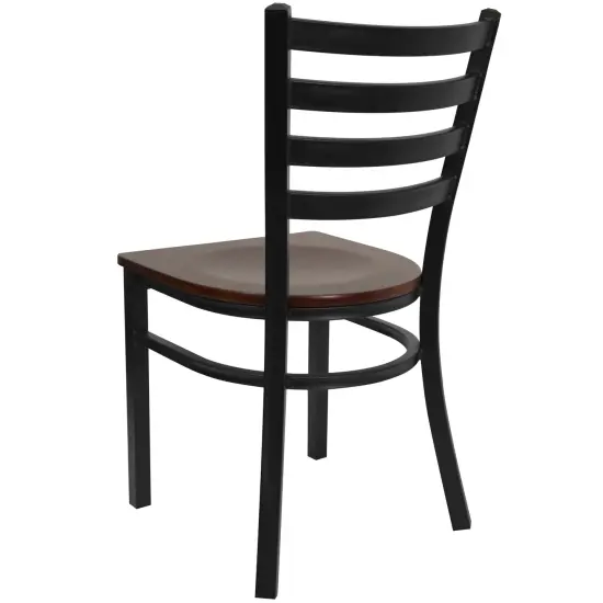 Emma and Oliver 2 Pack Ladder Back Metal Restaurant Chair Mahogany/BlackMetal {3}