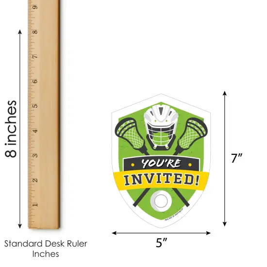 Big Dot of Happiness Lax to the Max Lacrosse Shaped Fill-In Invitations Party Invitation Cards with Envelopes Set of 12 {7}