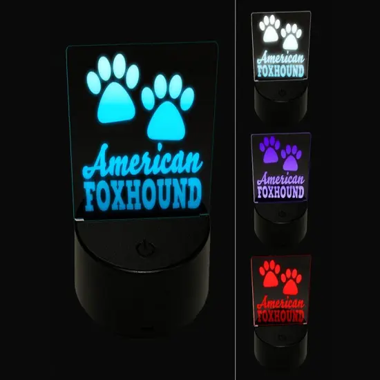 American Foxhound Dog Paw Prints Fun Text 3D Illusion LED Night Light Sign Nightstand Desk Lamp {1}