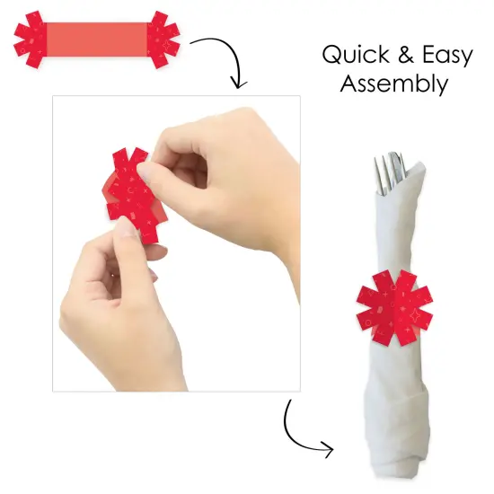 Big Dot of Happiness Red Confetti Stars - Simple Party Paper Napkin Holder - Napkin Rings - Set of 24 {6}