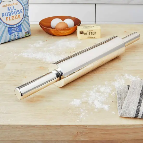 Fox Run Stainless Steel Rolling Pin, 18.5 x 2.6 x 2.8 inches, Metallic {4}