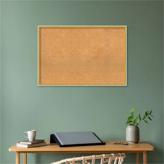 Paige Wood Framed Corkboard, Natural Cork Paige White Gold {5}