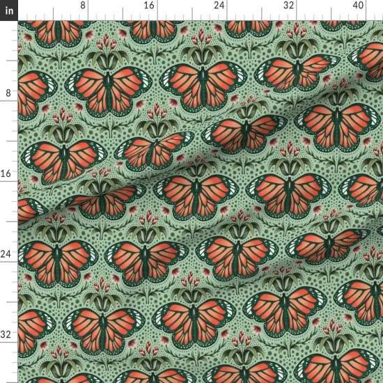 Various Fabrics by the Yard or Fat Quarter Monarch Damask Aqua Mint Large Scale Botanical Tulip Floral Custom Printed Fabric by Spoonflower {1}