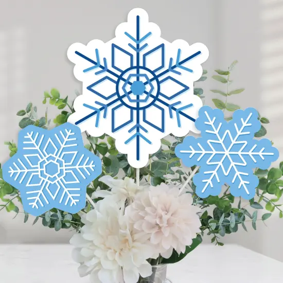 Big Dot of Happiness Blue Snowflakes - Winter Holiday Party Centerpiece Sticks - Table Toppers - Set of 15 {1}