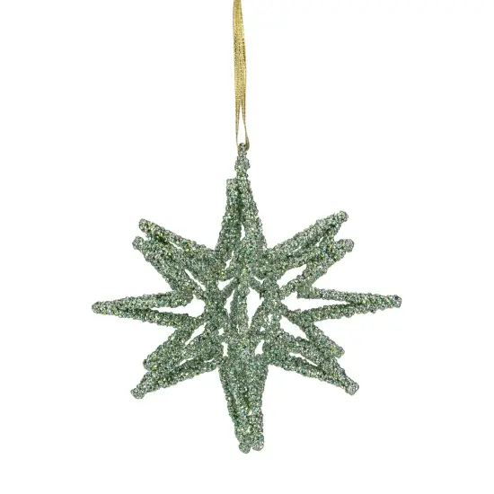 Northlight Starburst 3-D Glittered Christmas Ornament - 6.5" - Forest Green {3}