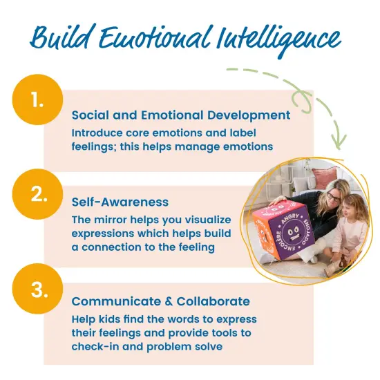 Trilingual Emotion Cube with Mirror, Social and Emotional Learning Toy Assorted {4}