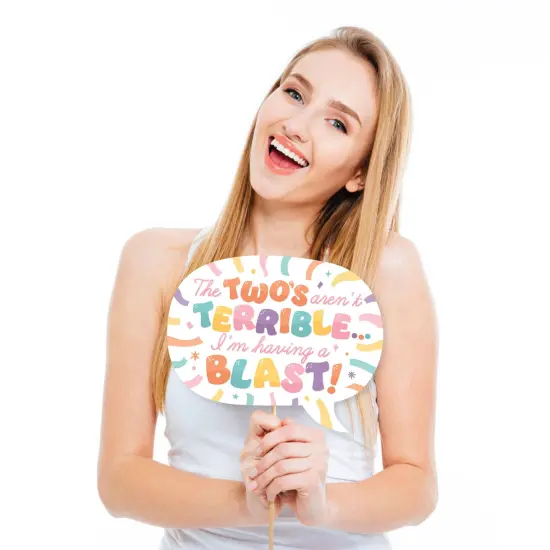 Big Dot of Happiness Two Cool - Girl - Pastel 2nd Birthday Party Photo Booth Props Kit - 20 Count {4}