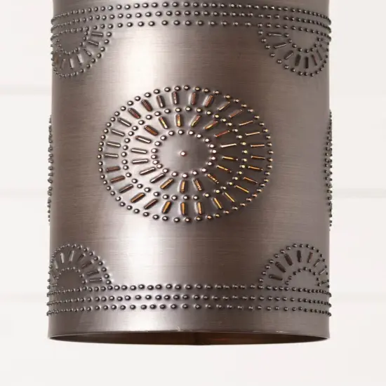 Irvins Country Tinware Rustic Cylinder Pendant in Kettle Black Tin {4}