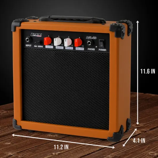 LyxPro Electric Guitar Amp, 20w Portable Mini Amplifier Mahogany {4}