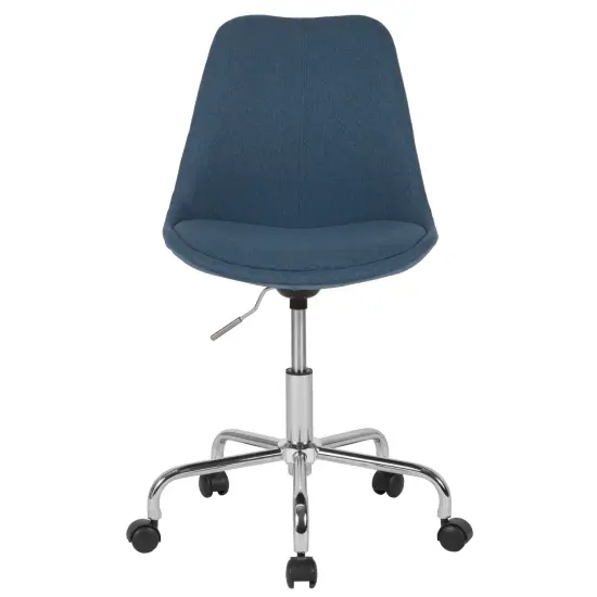 Merrick Lane Marilyn Swivel Office Chair with Height Adjustable Swivel Seat in Stylish Upholstery Blue {3}