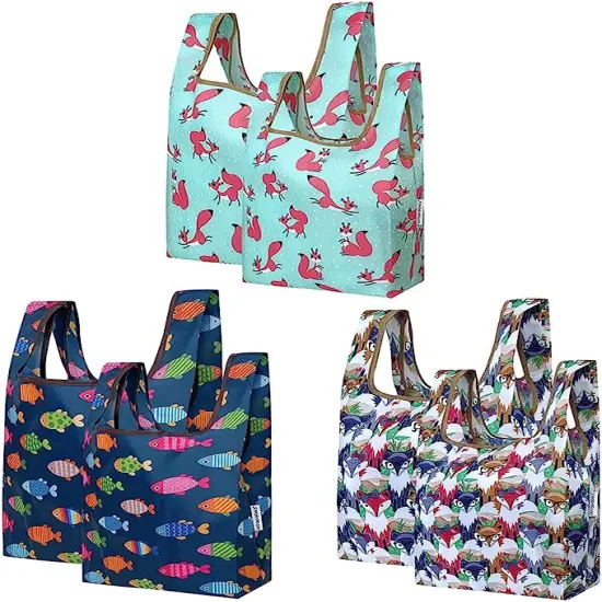 Wrapables JoliBag Collection Reusable Shopping Bag (Set of 6) Foxes, Fishies {1}