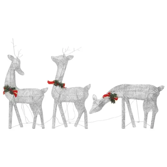 6 pcs Christmas Reindeers with White Mesh Silver {3}