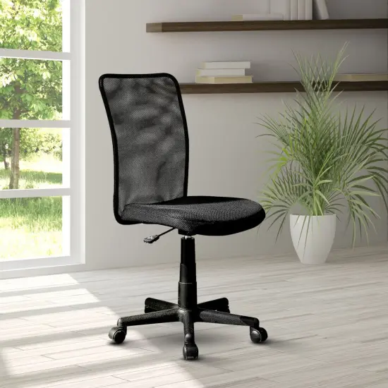 Techni Office Solutions 34.5" Solid Black Contemporary Polyester Mesh Task Office Chair {6}