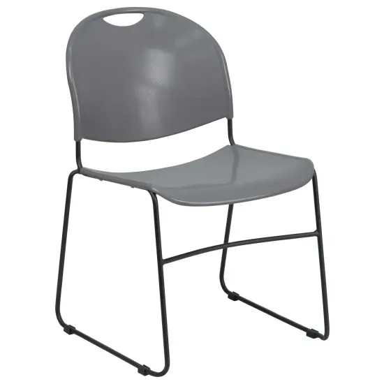 Emma and Oliver Ultra-Compact School Stack Chair - Office Guest Chair/Student Chair GrayPlastic/Black {1}