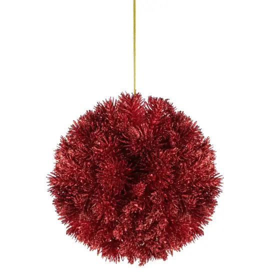 Northlight Glitter Pine Christmas Ball Ornament - Red - 6" {1}