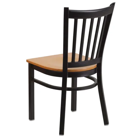 Emma and Oliver Vertical Back Metal Restaurant Dining Chair Walnut/BlackMetal {9}
