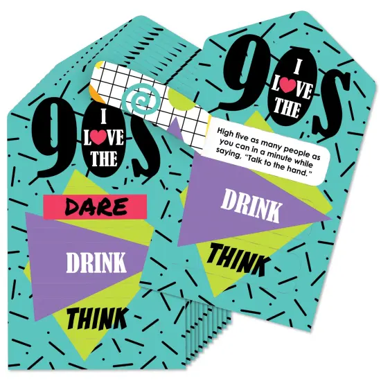 Big Dot of Happiness 90's Throwback - 1990s Party Game Pickle Cards - Dare, Drink, Think Pull Tabs - Set of 12 {1}