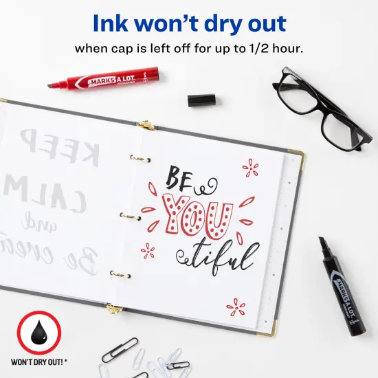 Avery Marks A Lot Permanent Markers, Regular Desk-Style Size, Chisel Tip, 24 Assorted Markers (98187) {2}