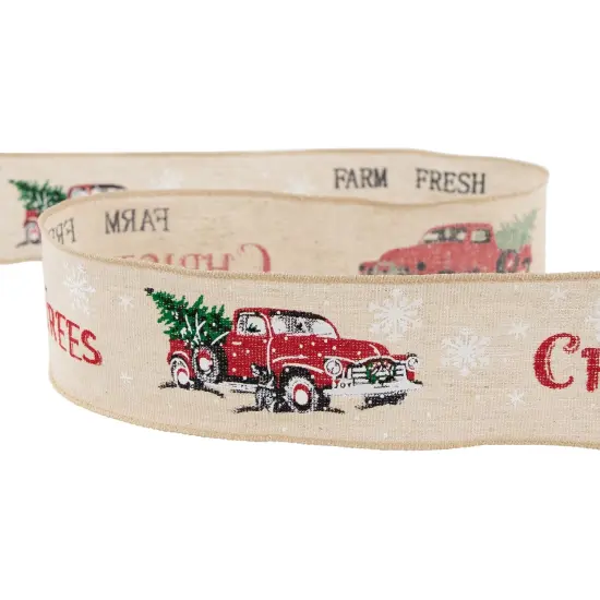 Northlight Farm Fresh Trees Burlap Style Wired Craft Christmas Ribbon 2.5" x 10 Yards Brown {6}