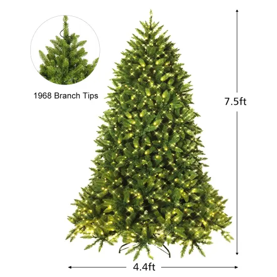 Costway 7.5ft Pre-lit PVC Christmas Fir Tree 8 Flash Mode {4}