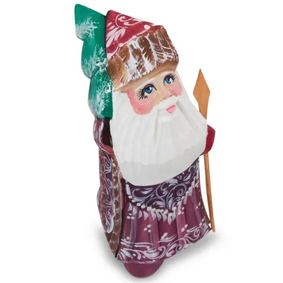 Hand Carved Wooden Santa Figurine 4.75 Inches {6}