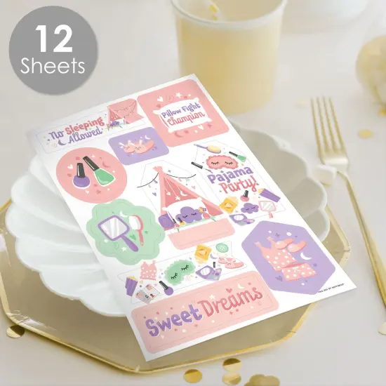 Big Dot of Happiness Pajama Slumber Party - Girls Sleepover Birthday Party Favor Sticker Set - 12 Sheets - 120 Stickers {3}