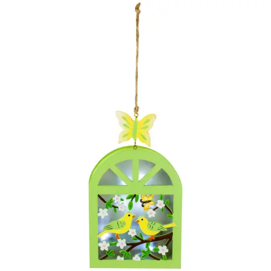 Gallerie II Wooden Songbird Easter LED Shadow Box Ornament Battery Operated - 6"" Green {1}