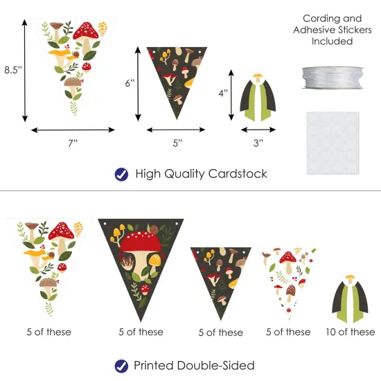 Big Dot of Happiness Wild Mushrooms - DIY Red Toadstool Party Pennant Garland Decoration - Triangle Banner - 30 Pieces {7}