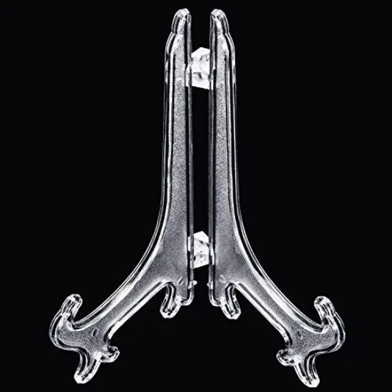 24 Pieces Plastic Easel Plate Display Stands Holders Picture Easel at Weddings, Home Decoration (Clear, 4 Inch) {6}