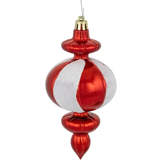 Northlight 8-Count Red and White Shatterproof Finial Christmas Ornaments, 6" {4}