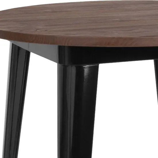 Emma and Oliver 30" Round Wood/Metal Indoor Bar Height Table Silver {6}