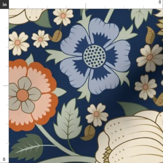 Various Fabrics by the Yard or Fat Quarter Victorian Botanical Flowers Railroaded Art Nouveau Custom Printed Fabric by Spoonflower {4}