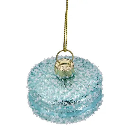 Northlight 2" Blue Macaroon with Sugar Glass Christmas Ornament {4}