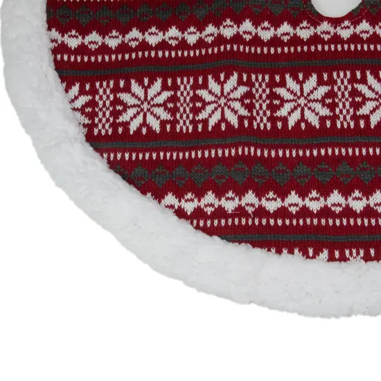 Northlight 20" Gray and Red Snowflakes Lodge Mini Christmas Tree Skirt With High Pile Fleece Trim {3}